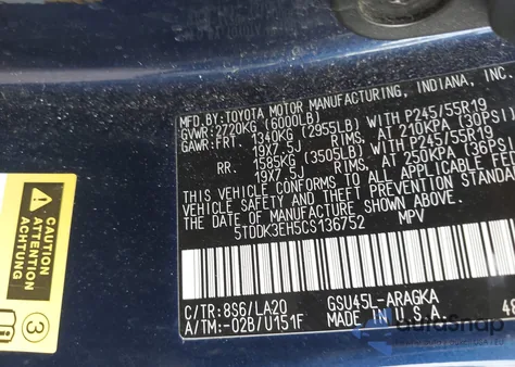 2012 Toyota Highlander Limited V6 z USA, uszkodzony, nr VIN 5TDDK3EH5CS136752